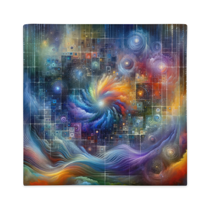 Abstract Art Pillow Case: Digital Dreamscape Mosaic (Cover Only)