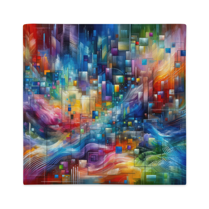 Abstract Art Pillow Case: Data Spectrum Symphony (Cover Only)
