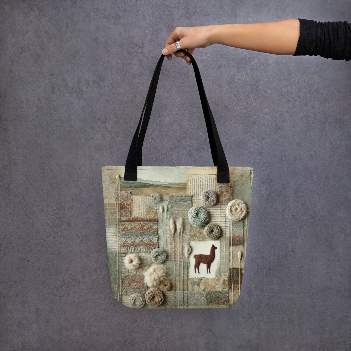 Modern Collage Tote Bag: Quiet Conversations in Wool
