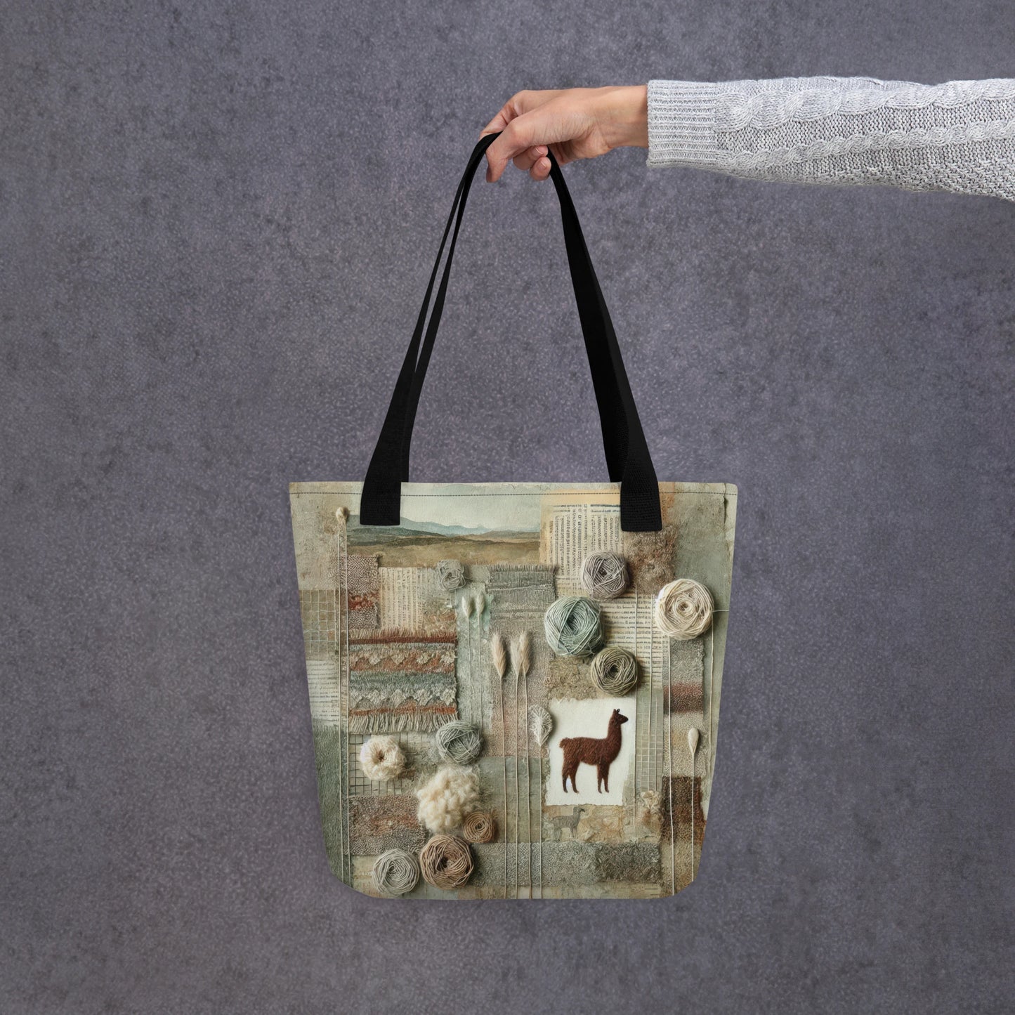 Modern Collage Tote Bag: Quiet Conversations in Wool
