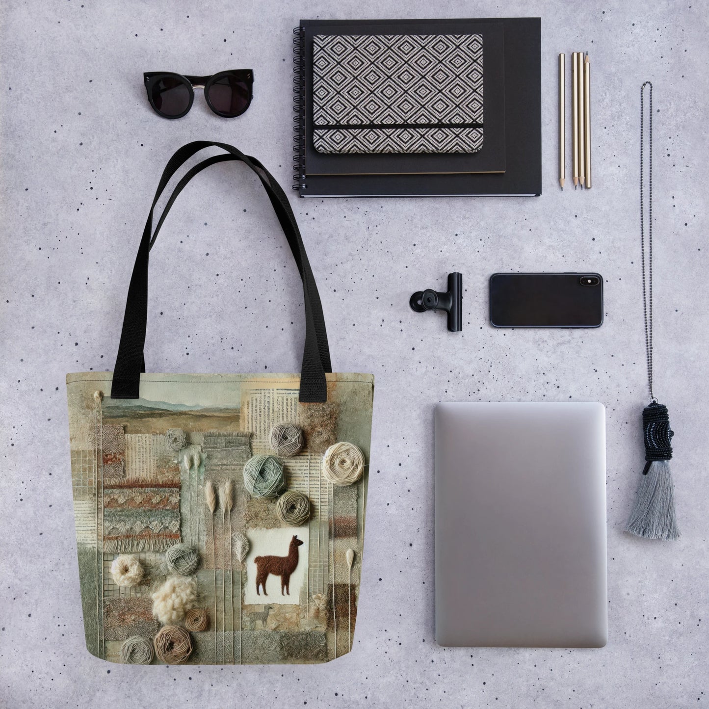 Modern Collage Tote Bag: Quiet Conversations in Wool