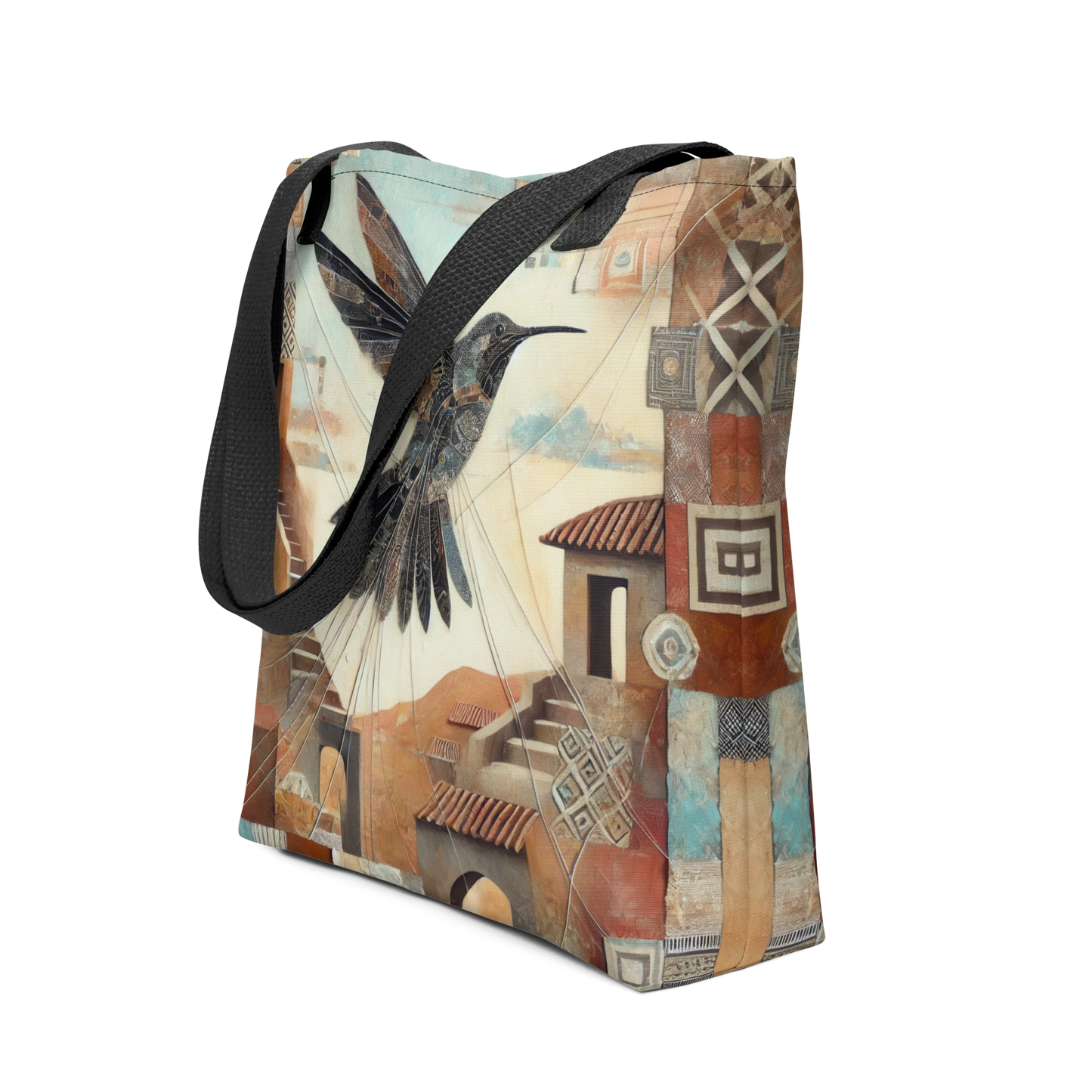 Modern Collage Tote Bag: Flight of the Hummingbird