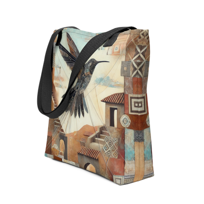 Modern Collage Tote Bag: Flight of the Hummingbird