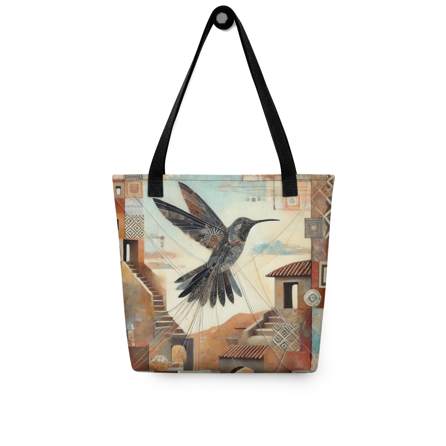 Modern Collage Tote Bag: Flight of the Hummingbird