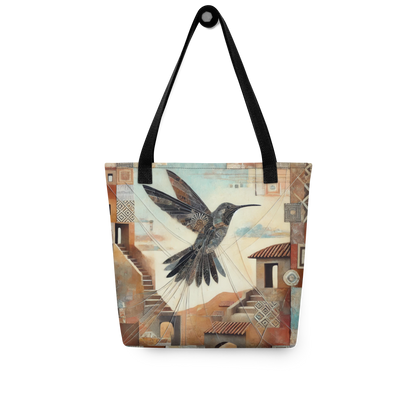 Modern Collage Tote Bag: Flight of the Hummingbird