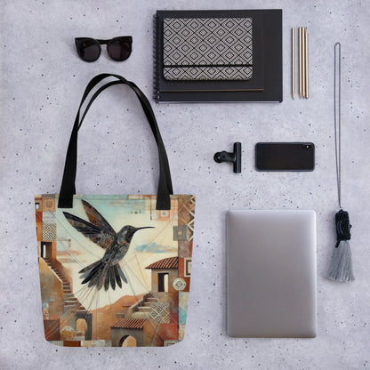 Modern Collage Tote Bag: Flight of the Hummingbird