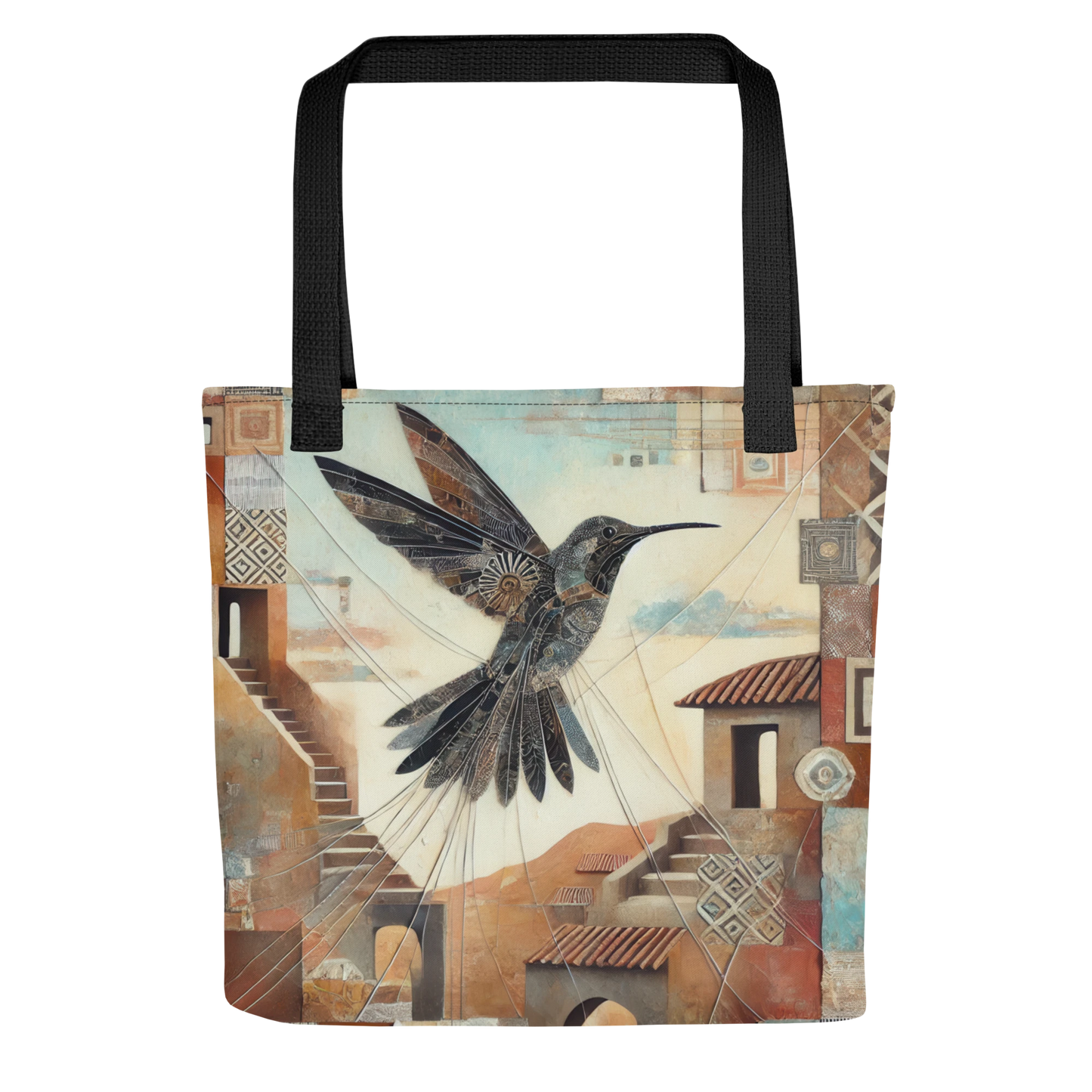 Modern Collage Tote Bag: Flight of the Hummingbird