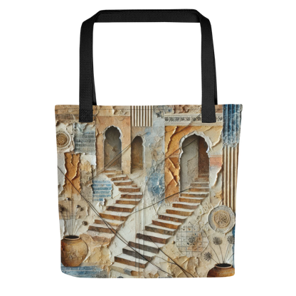 Modern Collage Tote Bag: Courtyard of Forgotten Steps