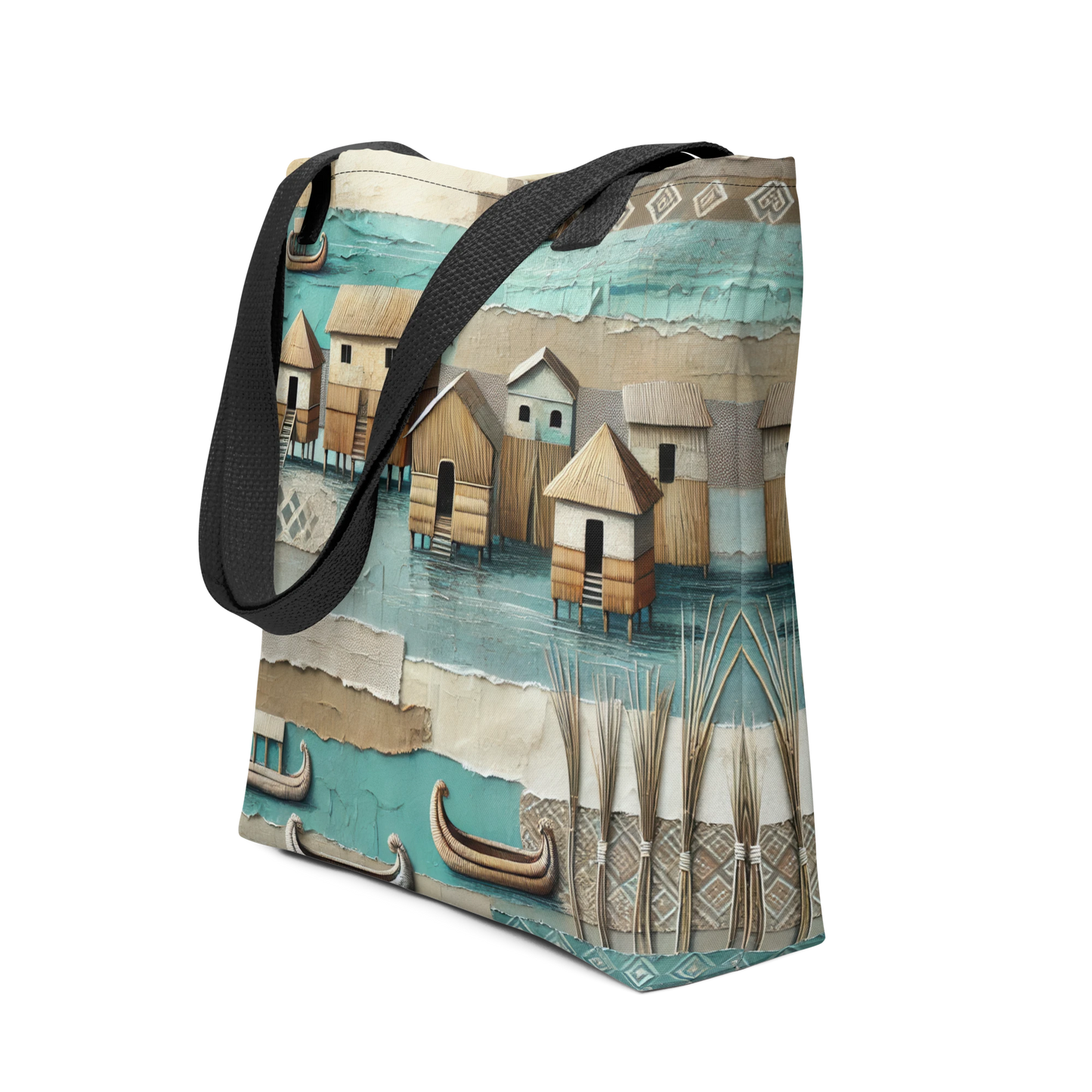 Modern Collage Tote Bag: Where the Boats Rest