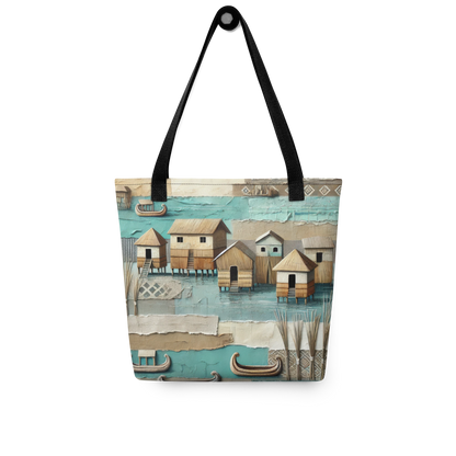 Modern Collage Tote Bag: Where the Boats Rest