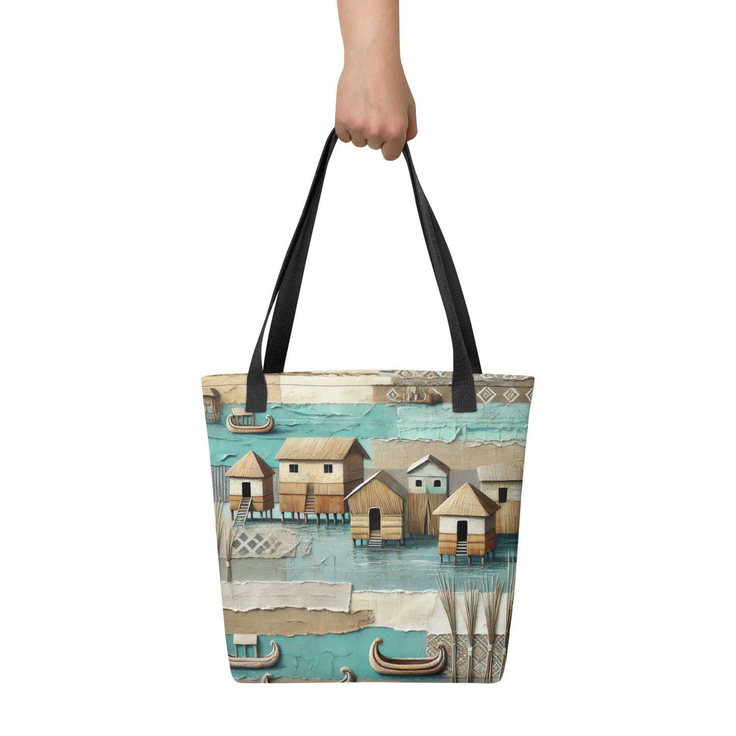 Modern Collage Tote Bag: Where the Boats Rest