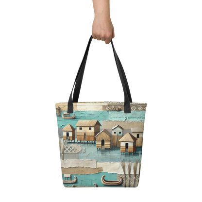 Modern Collage Tote Bag: Where the Boats Rest