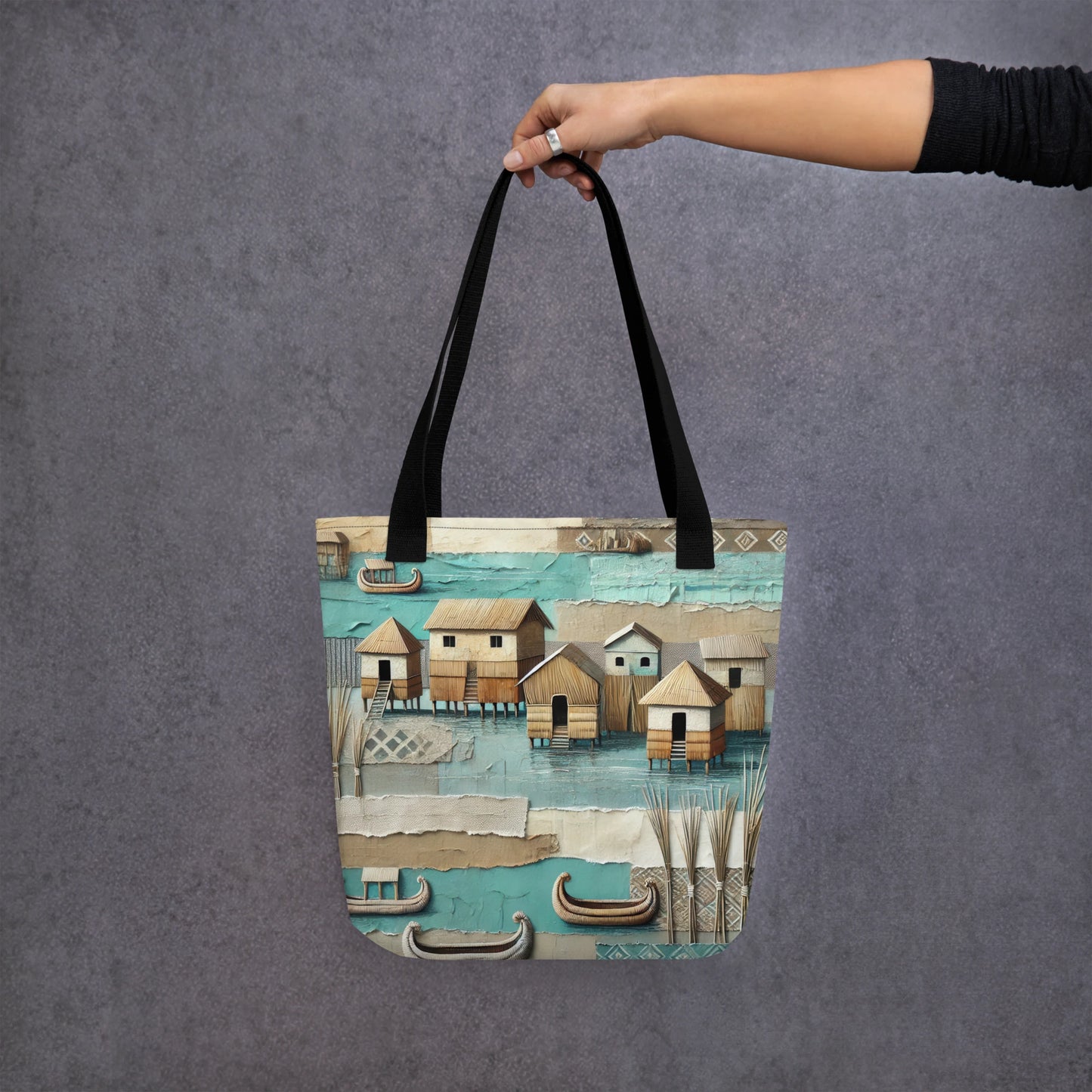Modern Collage Tote Bag: Where the Boats Rest