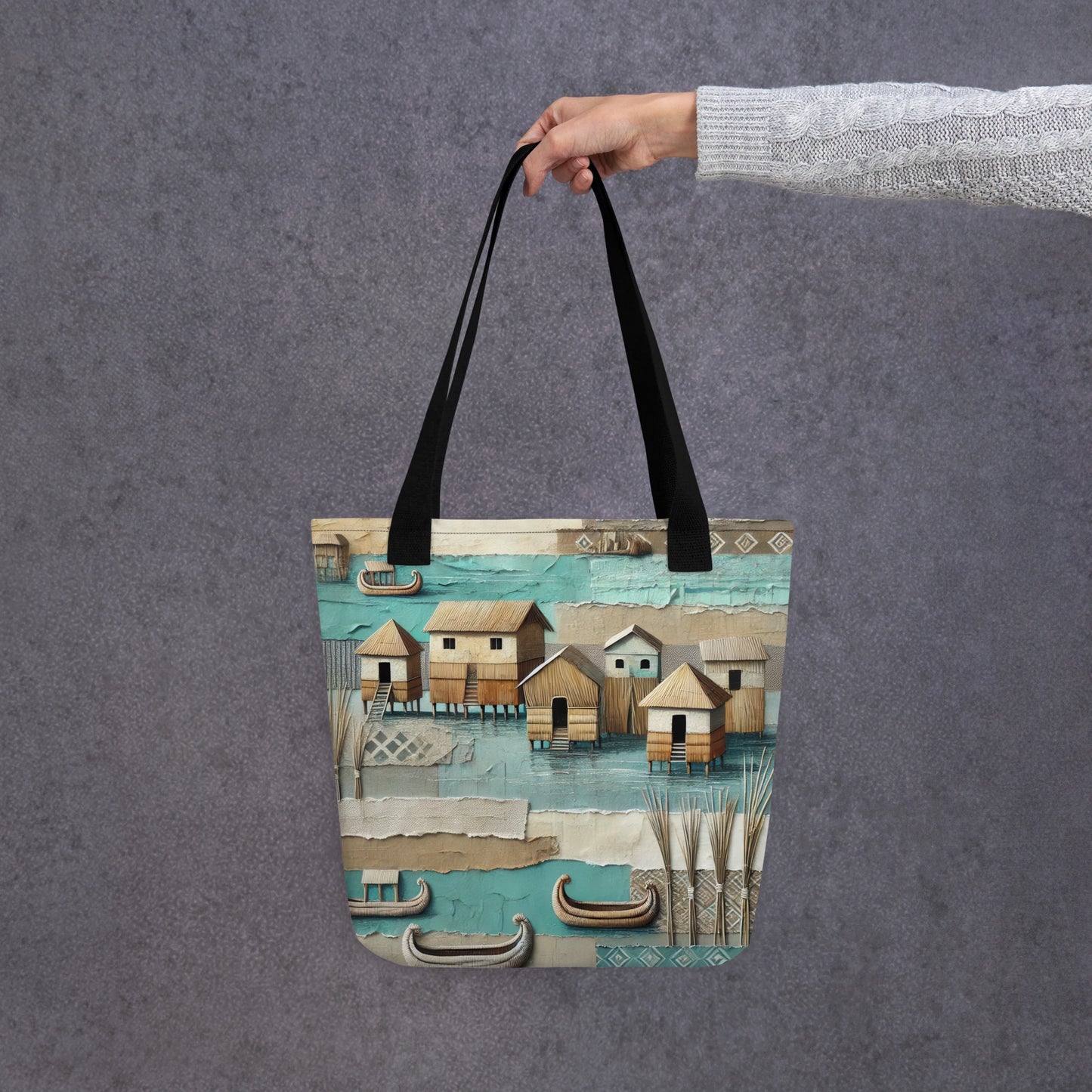 Modern Collage Tote Bag: Where the Boats Rest