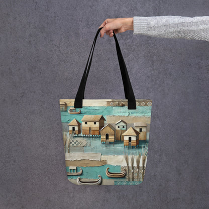Modern Collage Tote Bag: Where the Boats Rest