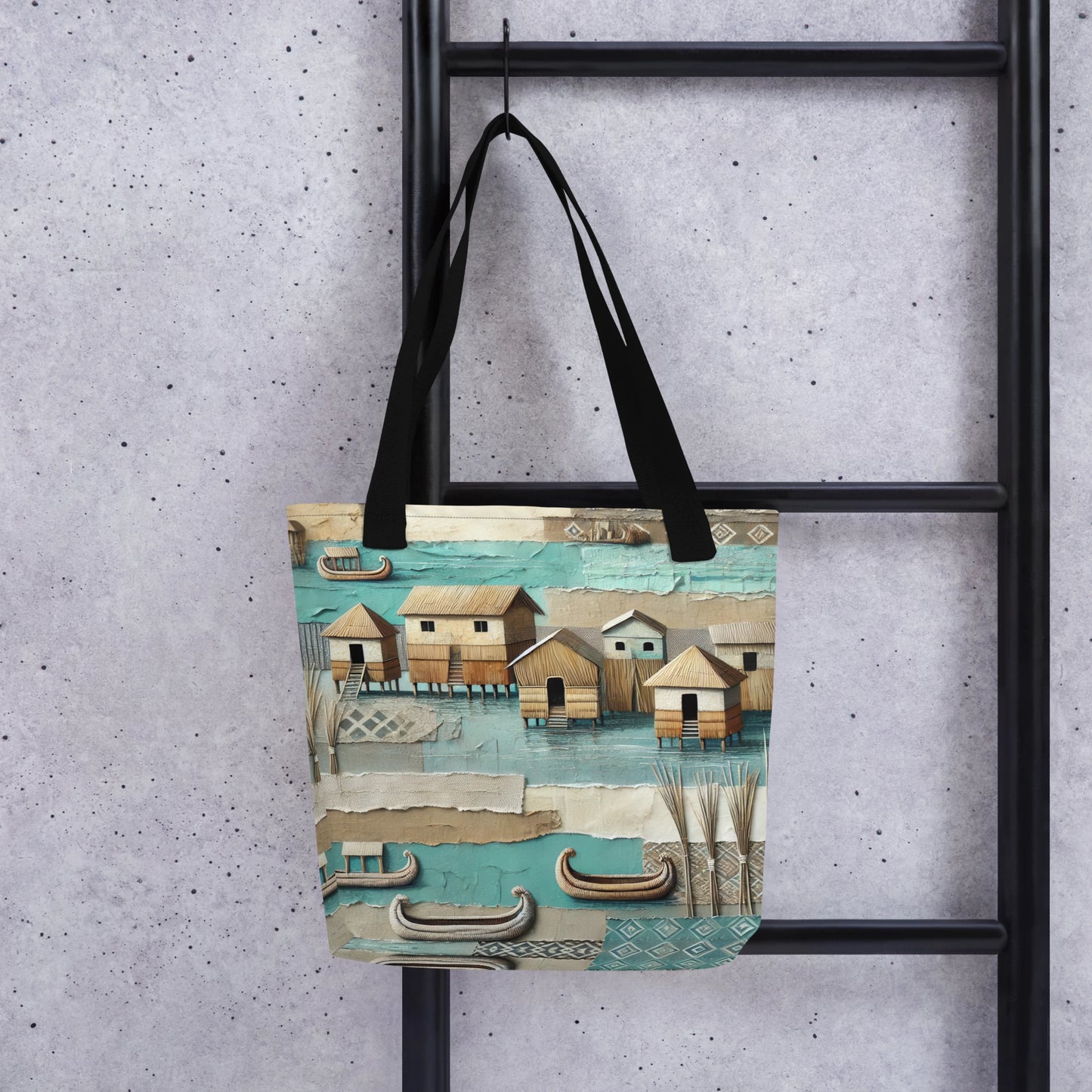 Modern Collage Tote Bag: Where the Boats Rest