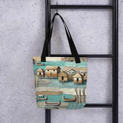 Modern Collage Tote Bag: Where the Boats Rest
