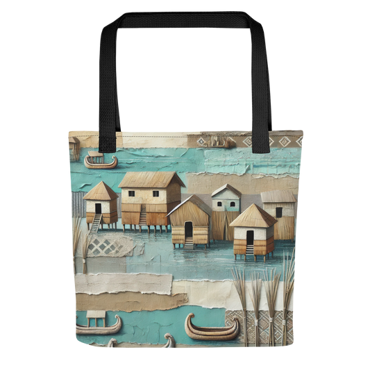 Modern Collage Tote Bag: Where the Boats Rest