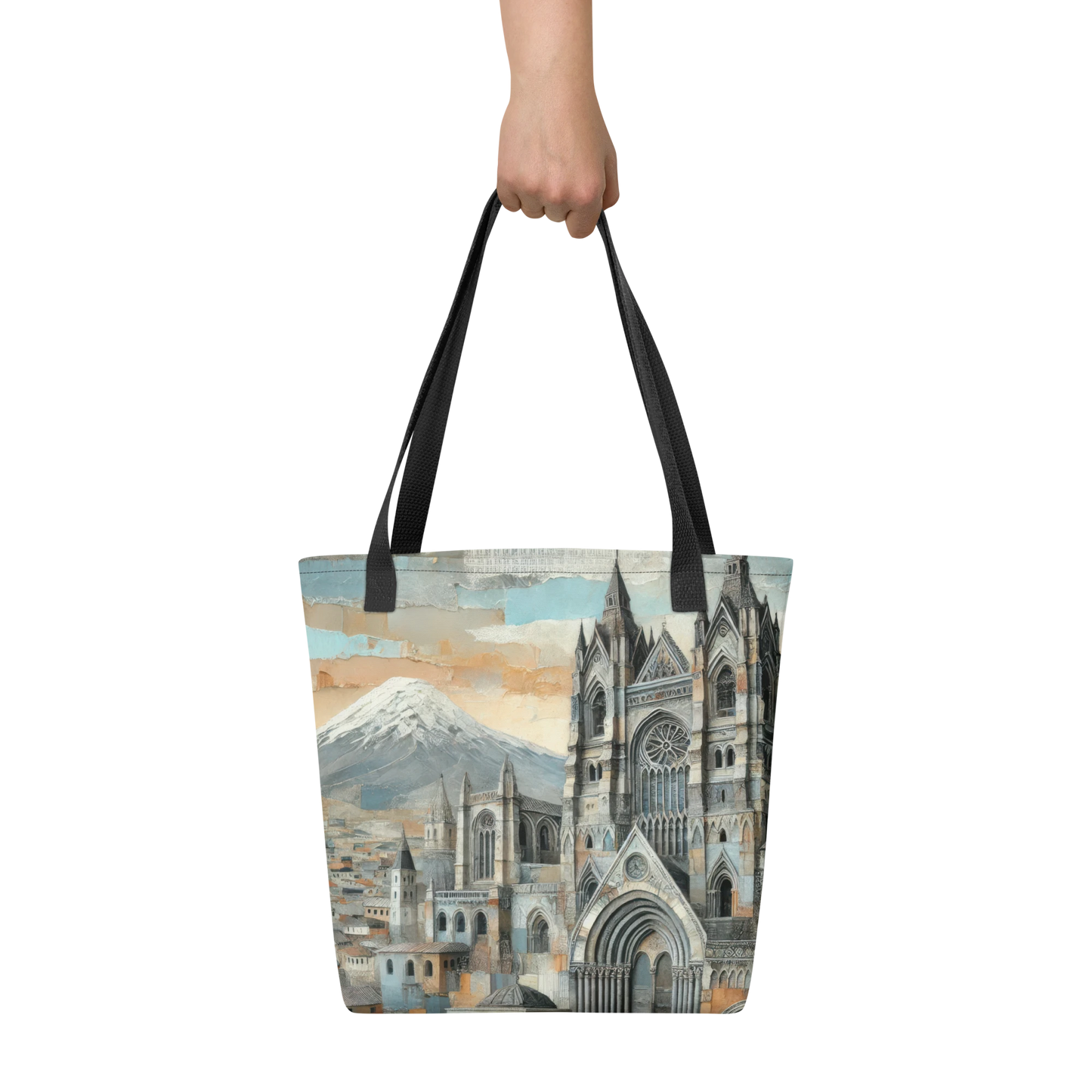 Modern Collage Tote Bag: Between Stone and Sky
