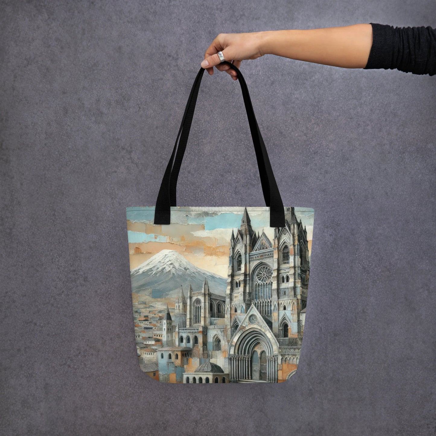 Modern Collage Tote Bag: Between Stone and Sky