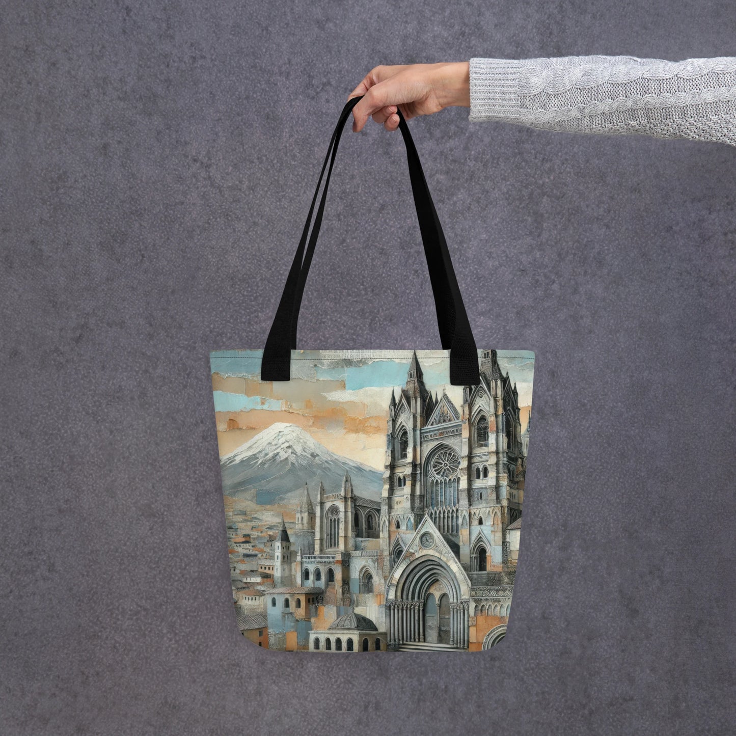Modern Collage Tote Bag: Between Stone and Sky