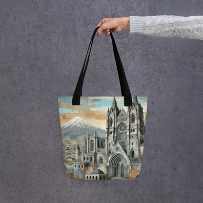 Modern Collage Tote Bag: Between Stone and Sky