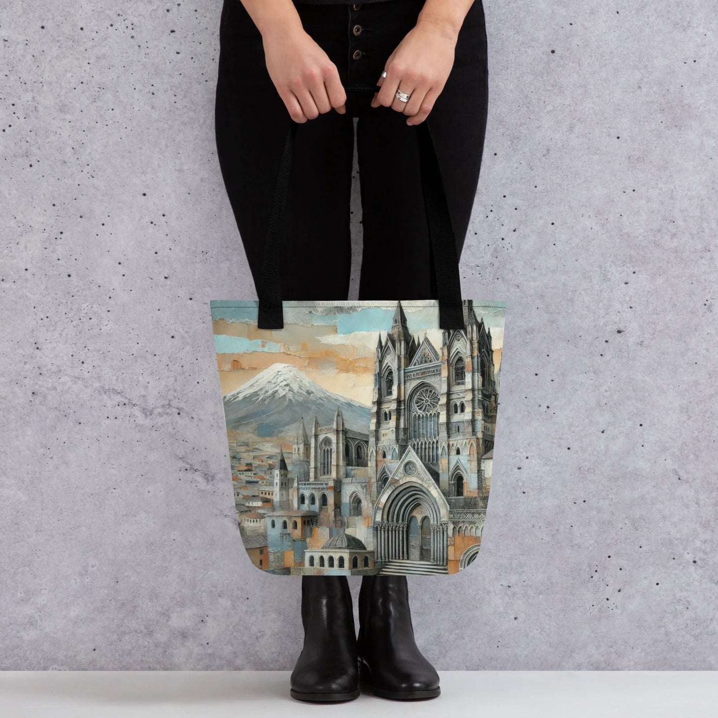 Modern Collage Tote Bag: Between Stone and Sky