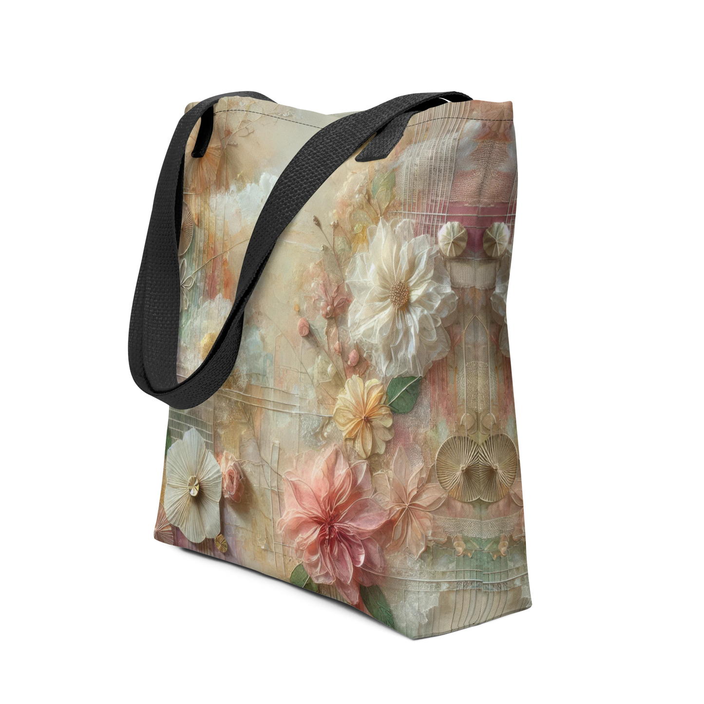 Modern Collage Tote Bag: Threads of Blooming Light