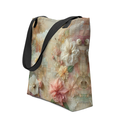 Modern Collage Tote Bag: Threads of Blooming Light