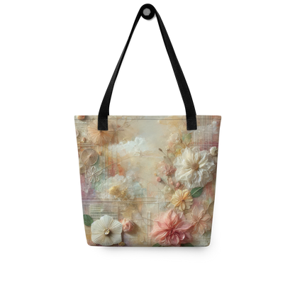 Modern Collage Tote Bag: Threads of Blooming Light