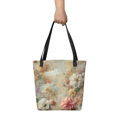 Modern Collage Tote Bag: Threads of Blooming Light