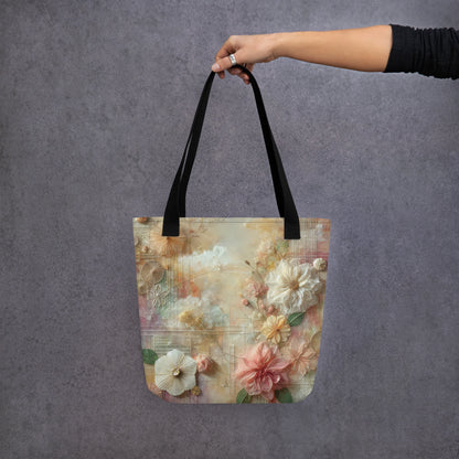 Modern Collage Tote Bag: Threads of Blooming Light