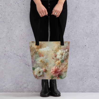 Modern Collage Tote Bag: Threads of Blooming Light