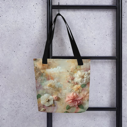 Modern Collage Tote Bag: Threads of Blooming Light