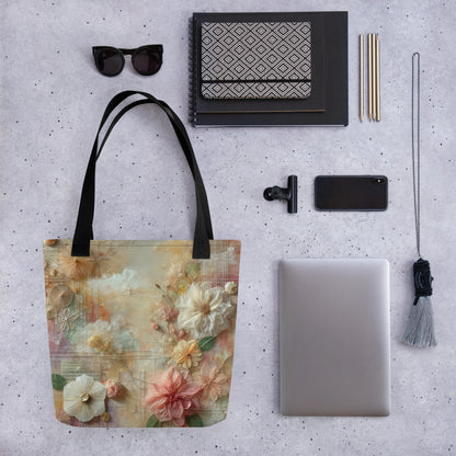 Modern Collage Tote Bag: Threads of Blooming Light