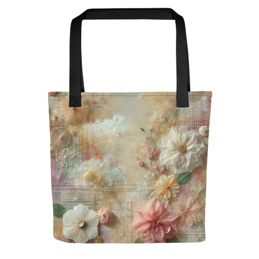 Modern Collage Tote Bag: Threads of Blooming Light