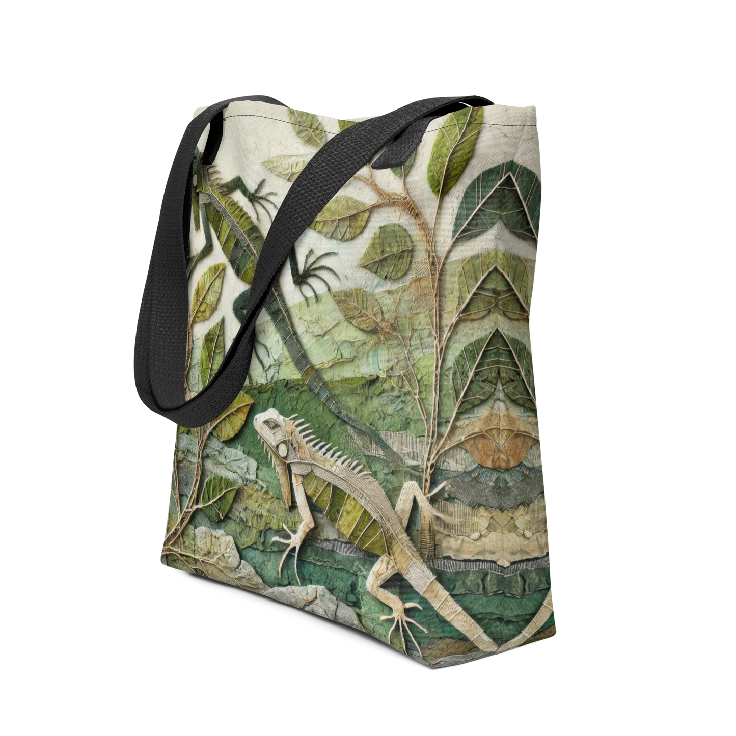 Modern Collage Tote Bag: Veins of Stone and Leaf