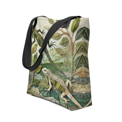Modern Collage Tote Bag: Veins of Stone and Leaf
