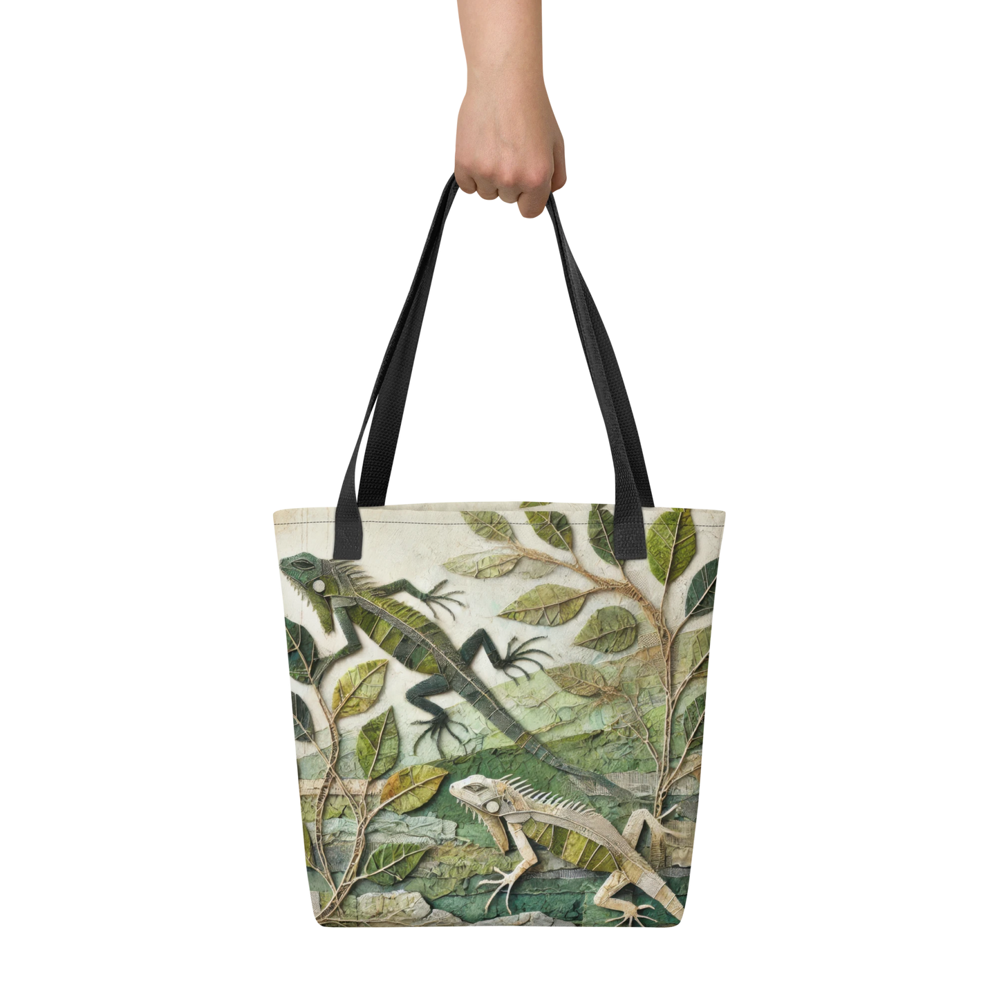 Modern Collage Tote Bag: Veins of Stone and Leaf