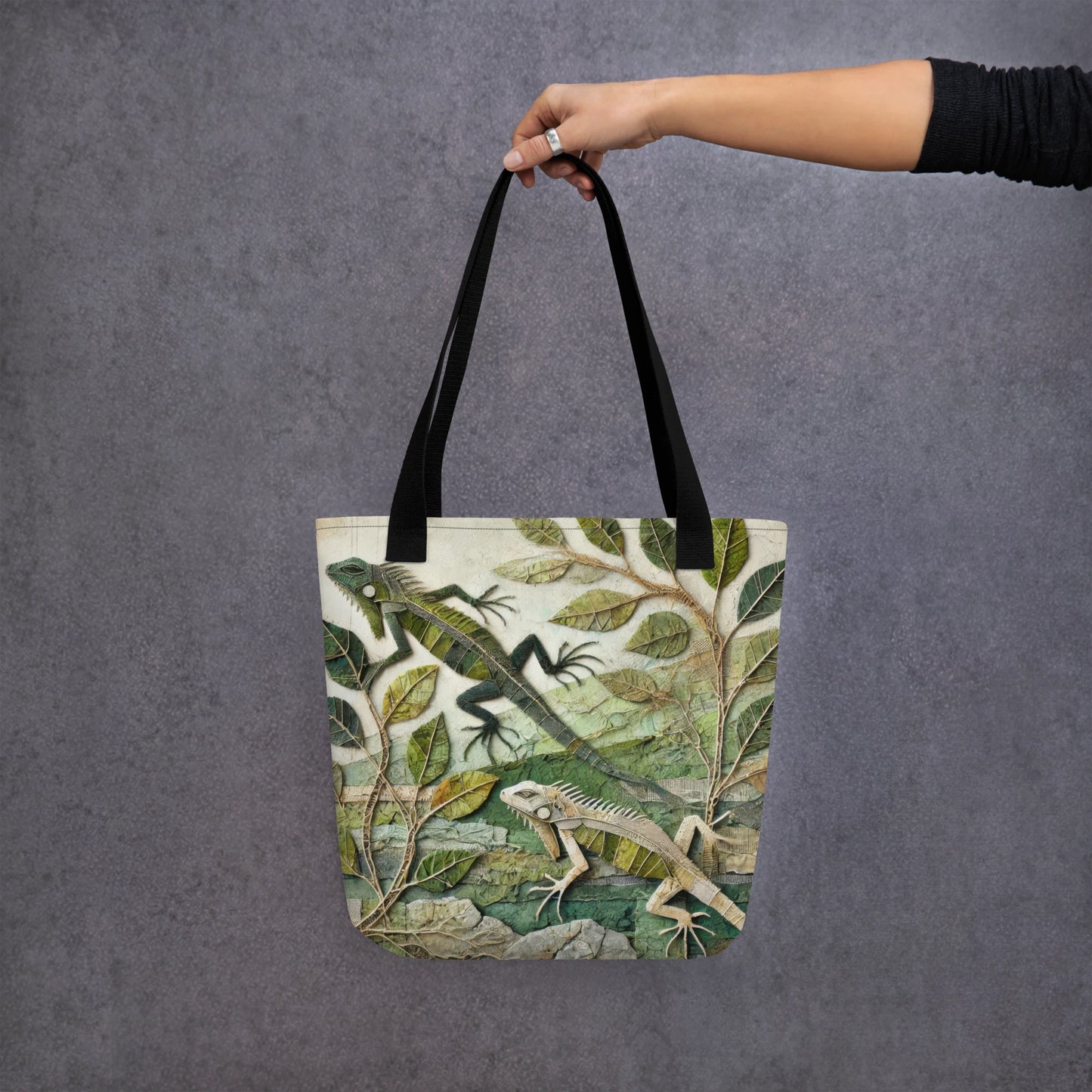 Modern Collage Tote Bag: Veins of Stone and Leaf