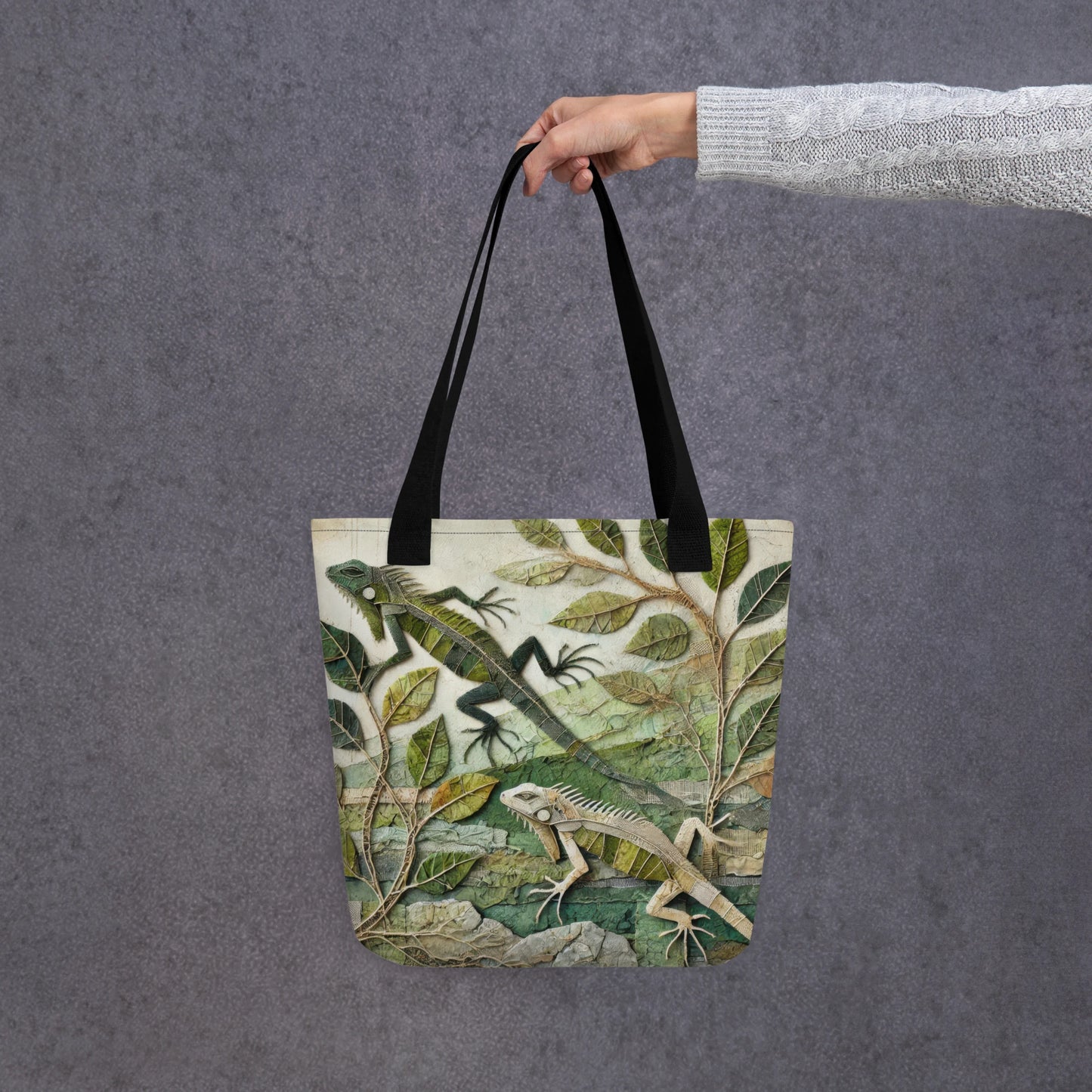 Modern Collage Tote Bag: Veins of Stone and Leaf