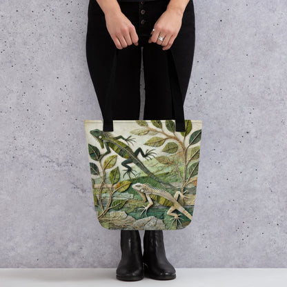 Modern Collage Tote Bag: Veins of Stone and Leaf
