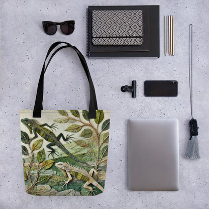 Modern Collage Tote Bag: Veins of Stone and Leaf