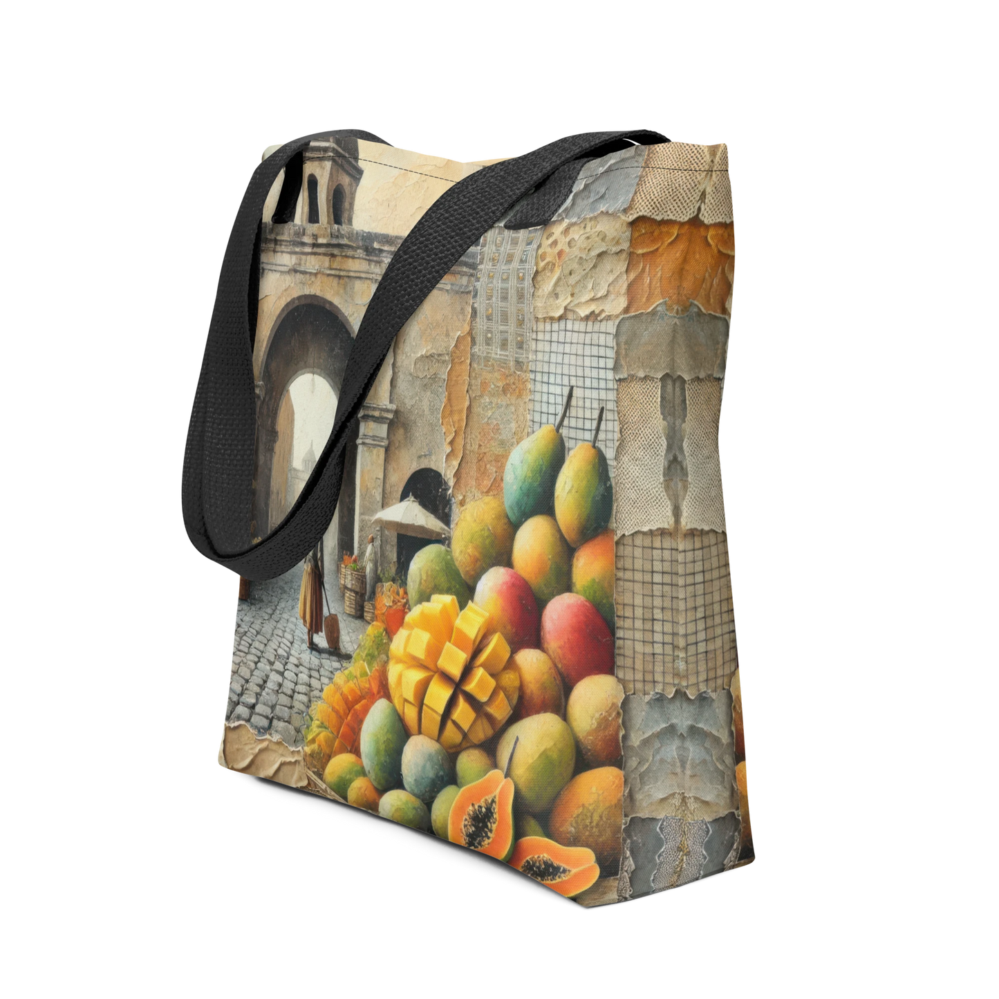 Modern Collage Tote Bag: Breeze of Mango and Stone