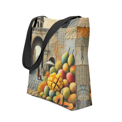 Modern Collage Tote Bag: Breeze of Mango and Stone