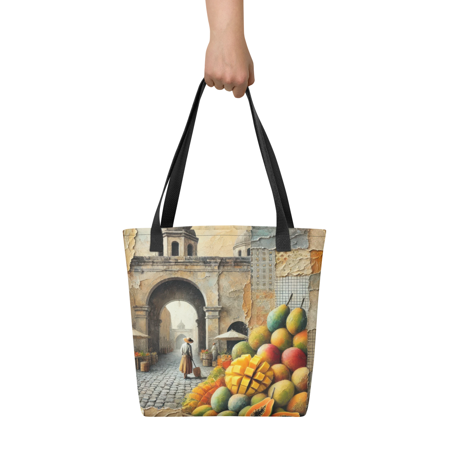 Modern Collage Tote Bag: Breeze of Mango and Stone