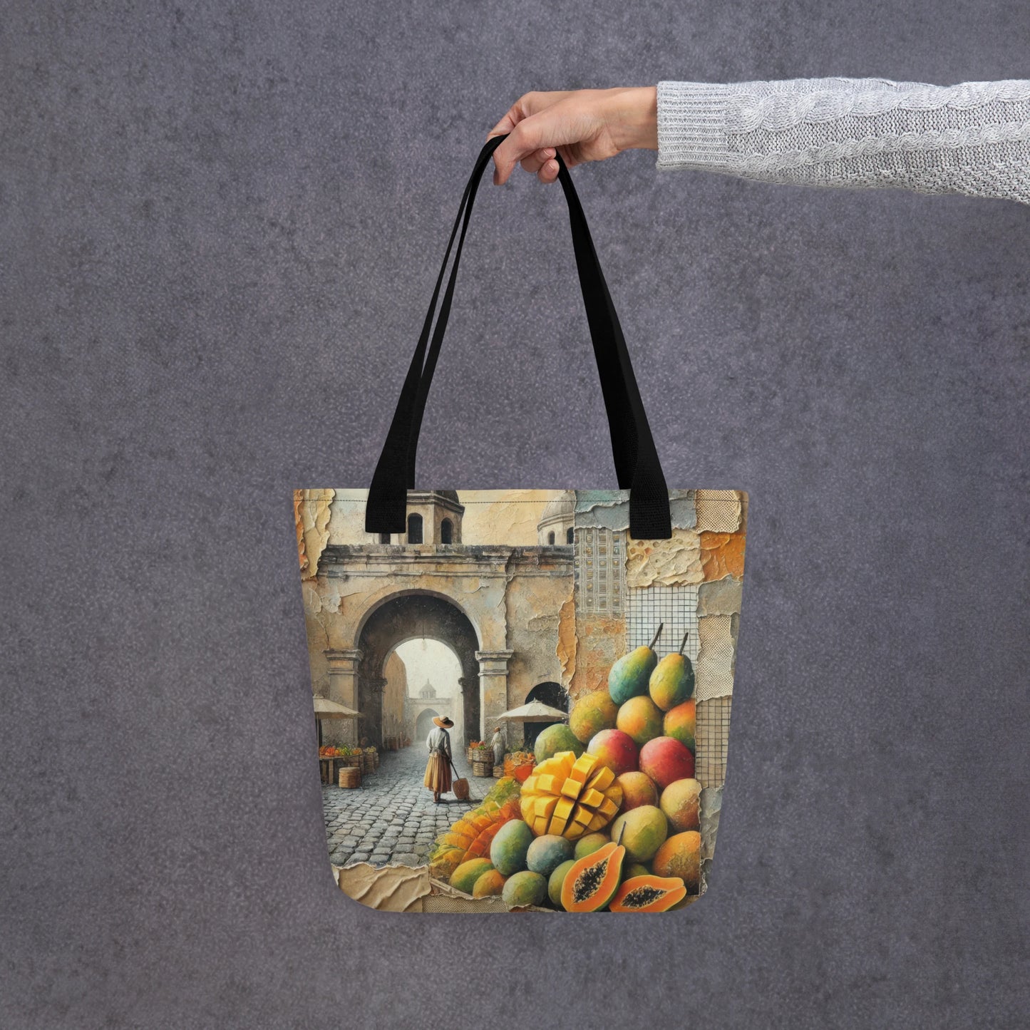 Modern Collage Tote Bag: Breeze of Mango and Stone