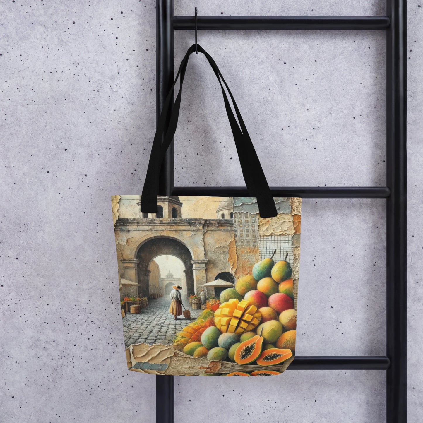 Modern Collage Tote Bag: Breeze of Mango and Stone
