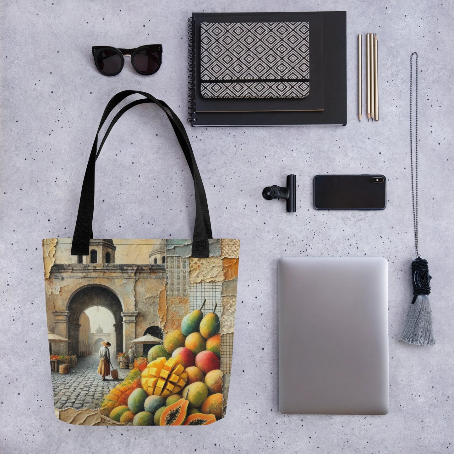 Modern Collage Tote Bag: Breeze of Mango and Stone