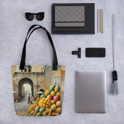 Modern Collage Tote Bag: Breeze of Mango and Stone